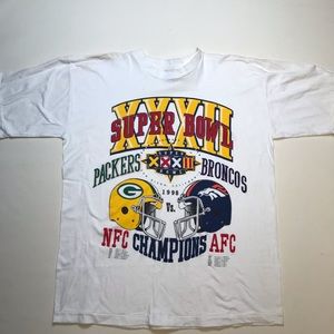 Vintage super bowl tee bronco v packers